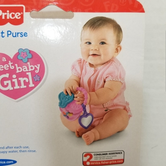 2 Fisher Price Baby's First Pink Purple Keys Purse Mirror Rattle Teether New - Picture 5 of 9